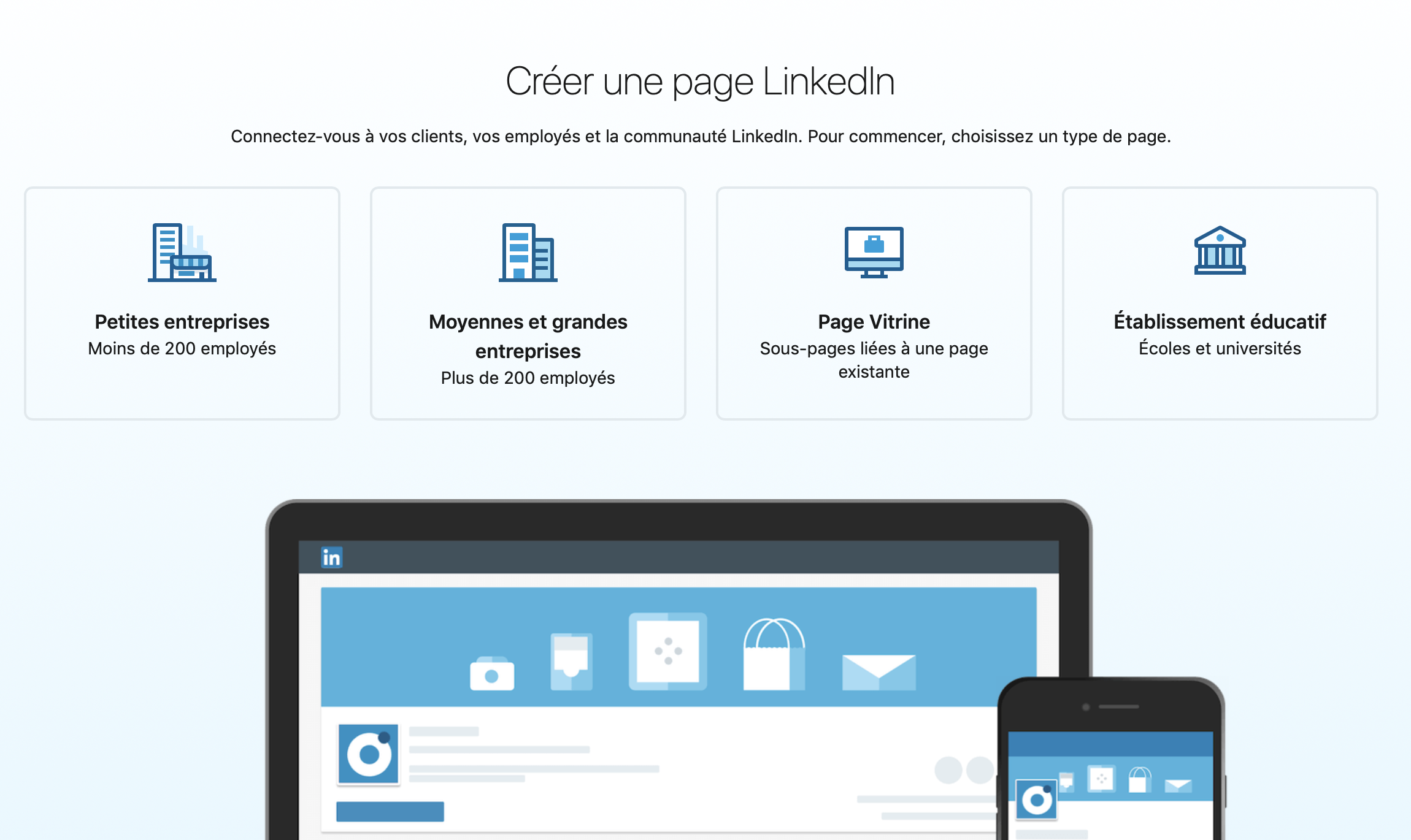 comment créer une page sur linkedin